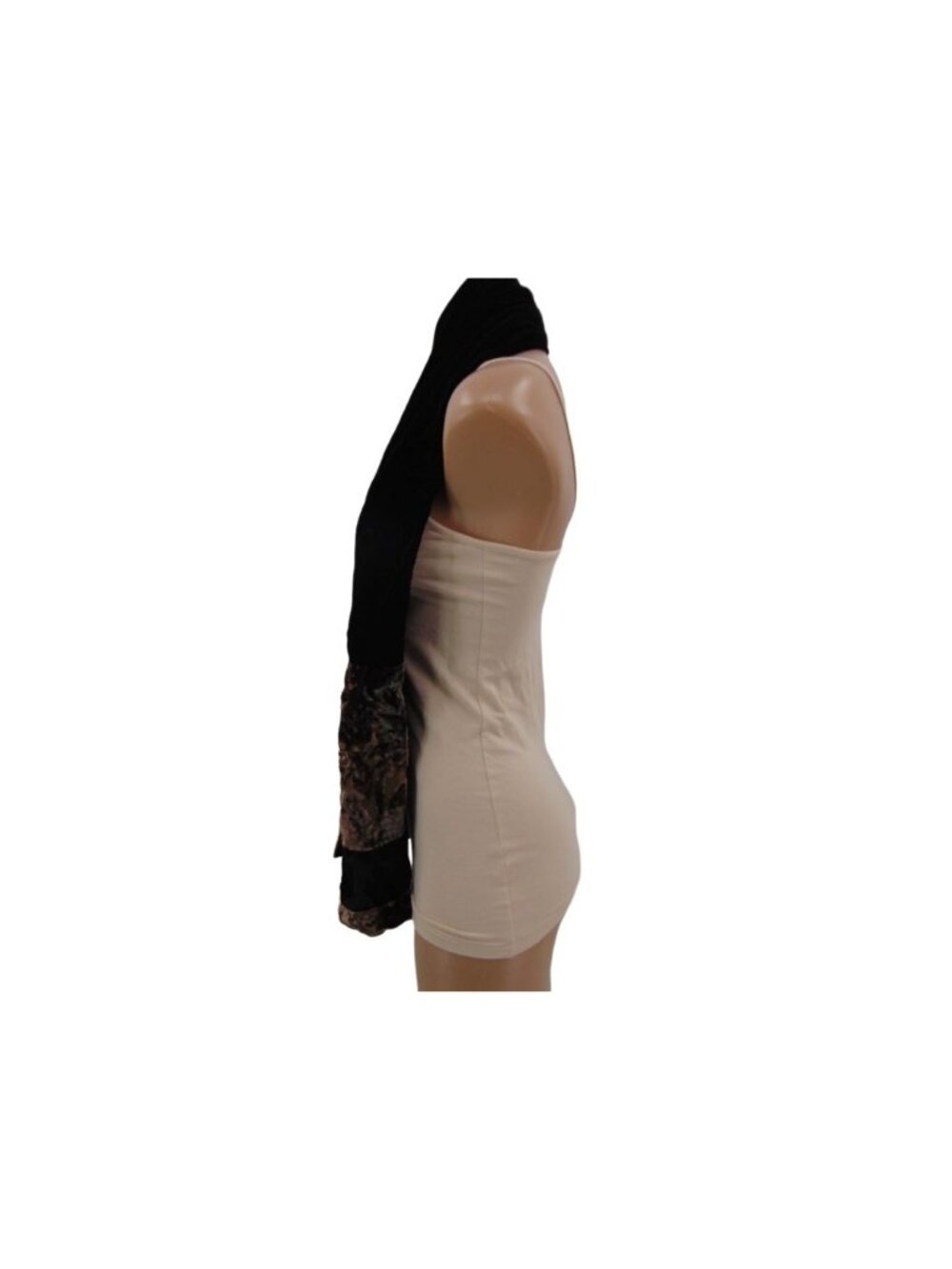Mina Mann Black Gold Silk Velour Velvet Brown Burnout Scarf Wrap 62x9" - Picture 11 of 15